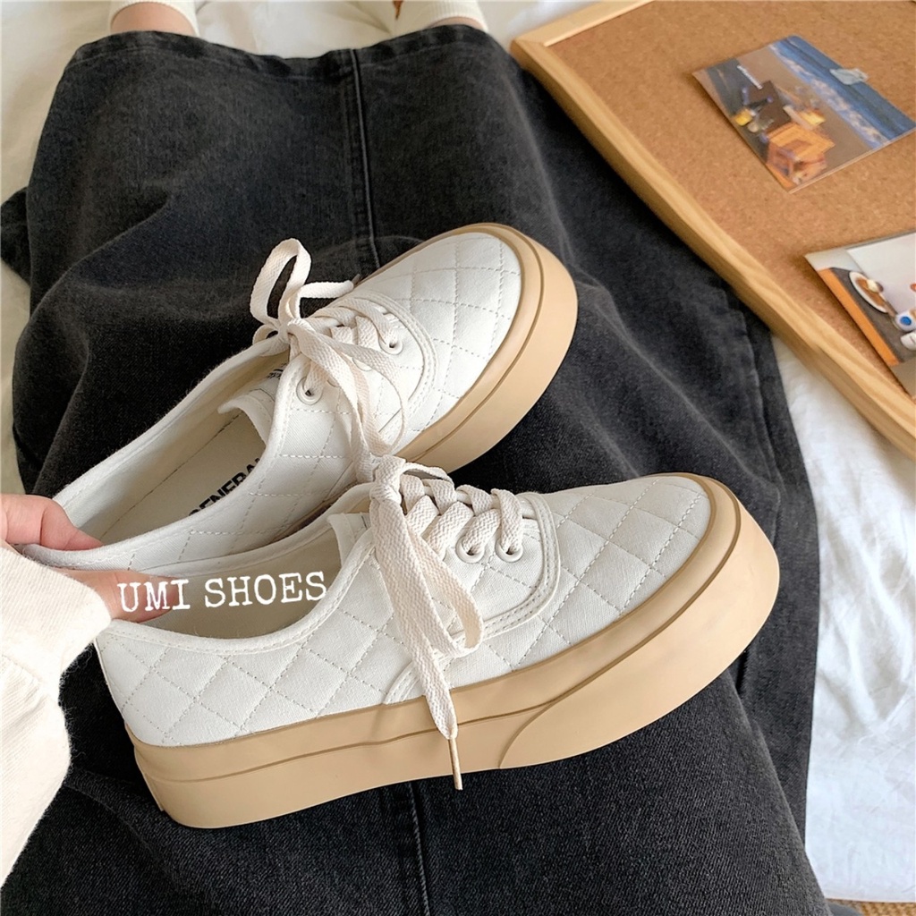 Giày thể thao nữ Ulzzang CAMEL đế bằng bánh mì basic độn đế vải canvas bata mới hot phong cách hàn quốc đẹp cá tính