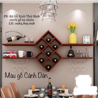 Bộ kệ gỗ treo tường đựng rượu đa năng