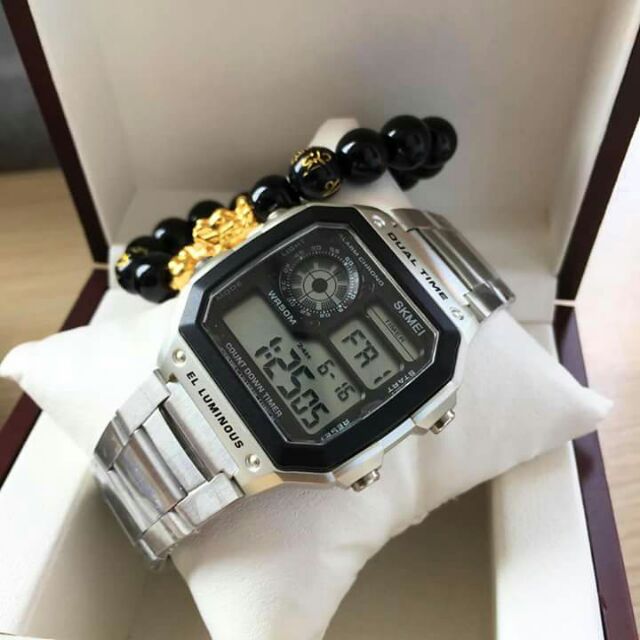 [NEW] Đồng hồ Skmei điện tử sành điệu ( mua 1 đôi nam nữ tặng 1 đôi vòng tỳ hưu)