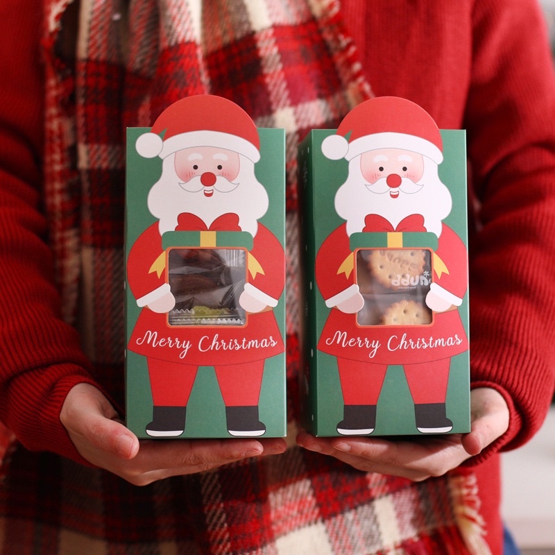 set 2 hộp đựng quà Giáng sinh hình ông noel size 9.5 x 8.5 x 18.5 cm