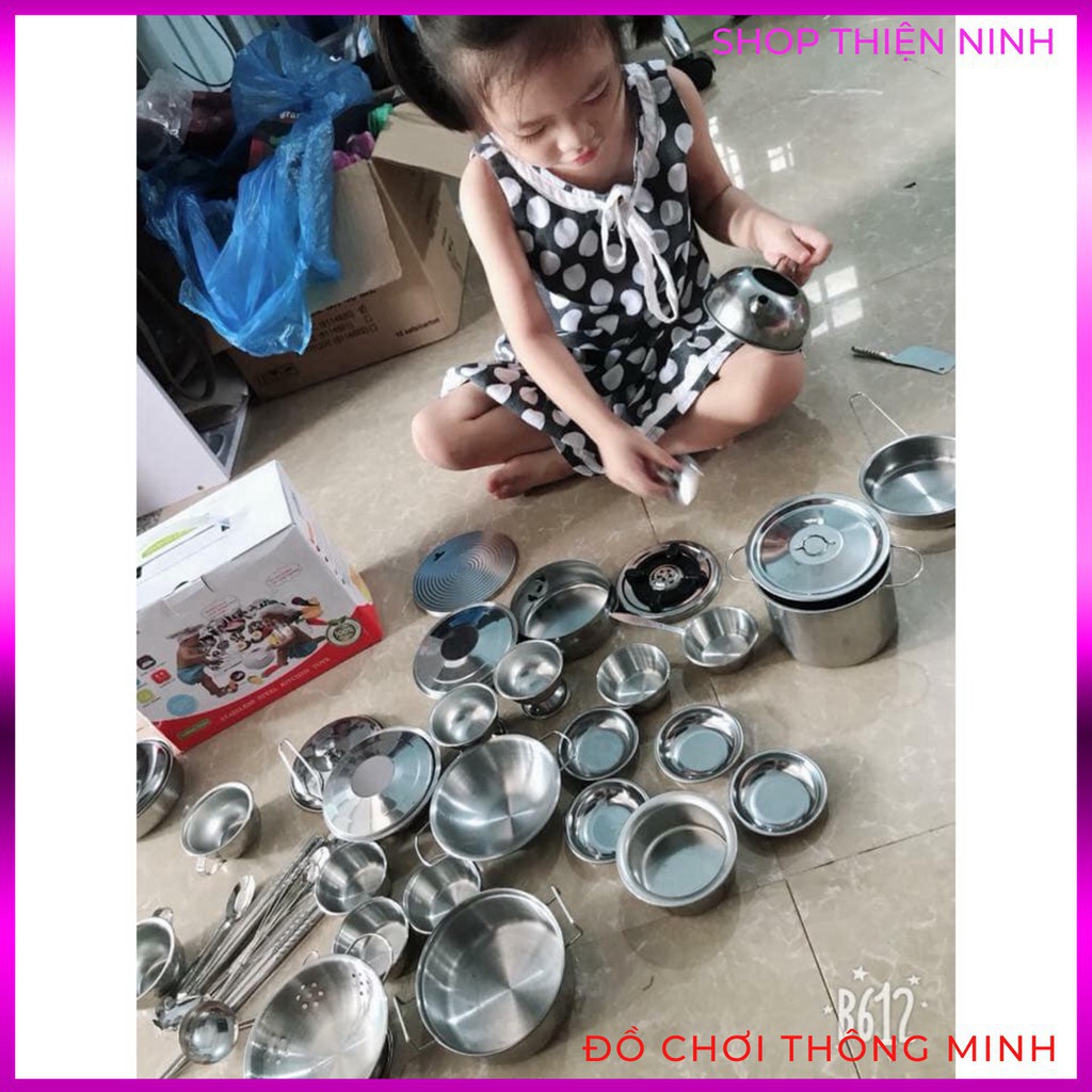 BỘ ĐỒ CHƠI nấu ăn BẰNG INOX 40 MÓN CHO BÉ YÊU