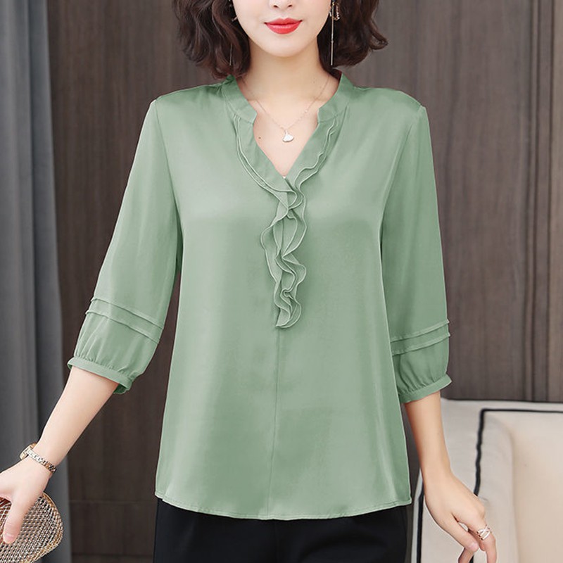 Áo kiểu tay lửng cổ chữ V thời trang cho nữ