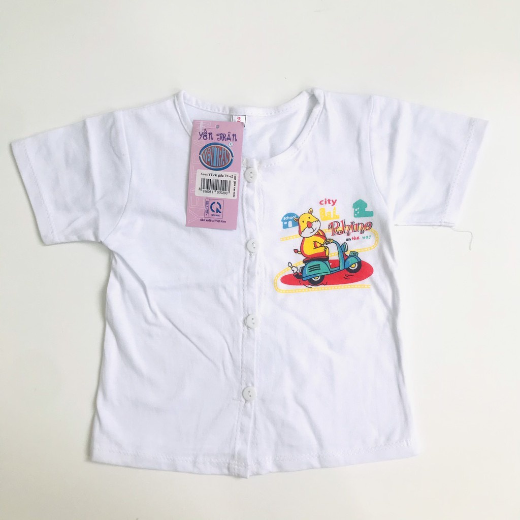 Set 5 áo sơ sinh tay ngắn trắng cài giữa cho bé