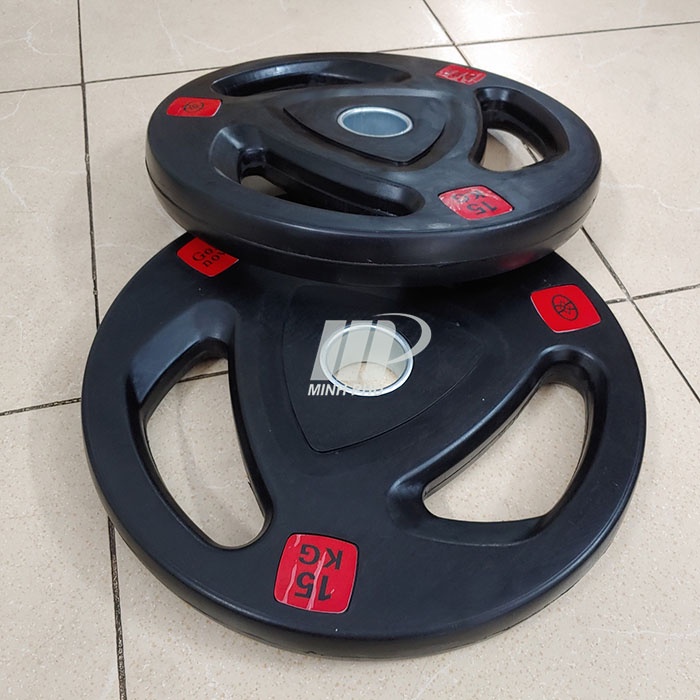 Tạ đĩa bọc cao su Goldnova 15kg ✅ Tạ bánh lỗ phi 50 chuyên dùng cho phòng tập