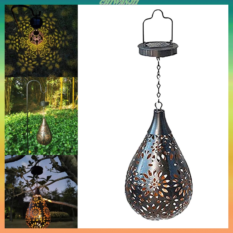 [CHIWANJI1]Solar Light Garden Hanging Lamp Outdoor Patio Lantern Waterproof Black