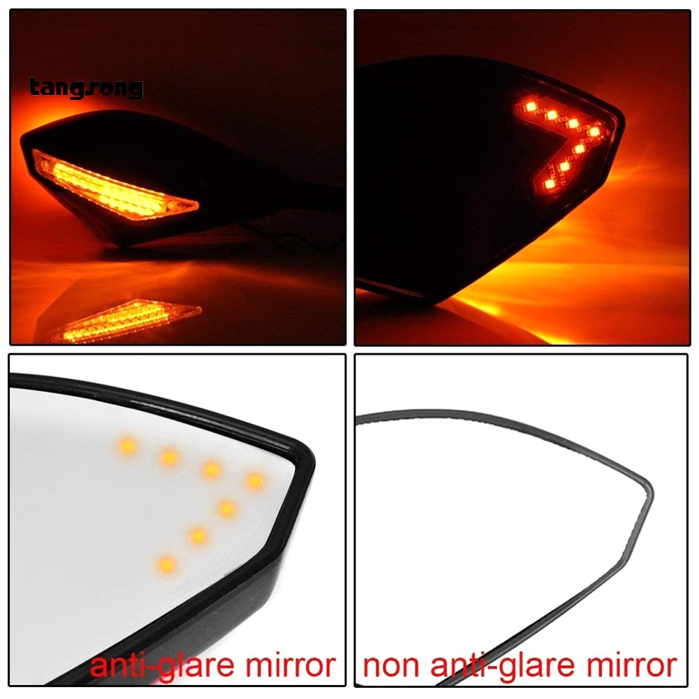 Set 2 Gương Chiếu Hậu Tích Hợp Đèn LED Cho Xe Mô Tô