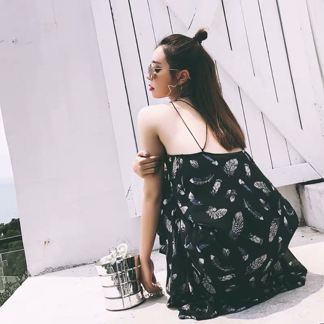 Váy Maxi Đi Biển, Đầm 2 Dây Đan Chéo Lưng Dáng Dài Đuôi Cá Chất Voan Siêu Đẹp V00118 | BigBuy360 - bigbuy360.vn