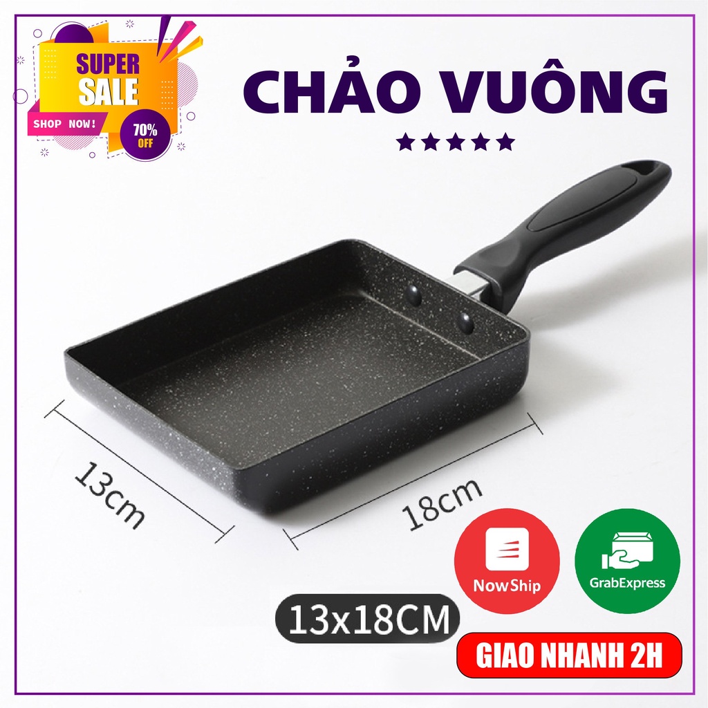 Chảo vuông làm bánh chống dính vân đá 18x15cm Clevermart