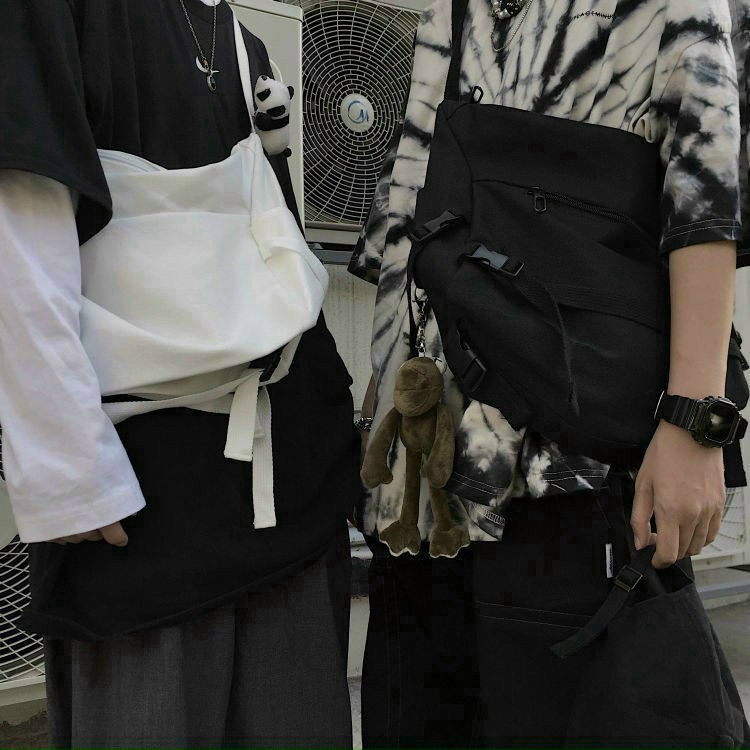 Túi đeo chéo đơn giản 2 màu trắng đen cỡ lớn chất lượng cao cấp phong cách Hàn Quốc