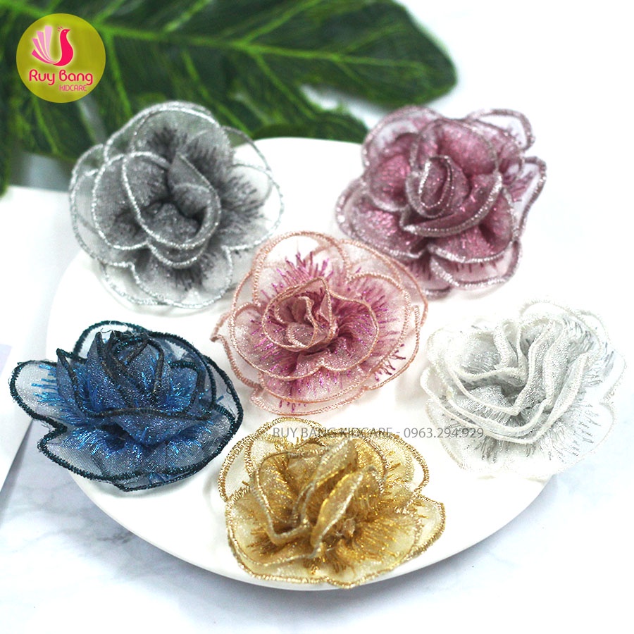 Hoa hồng ren 3D dùng đính váy, áo hoặc phụ kiện tóc