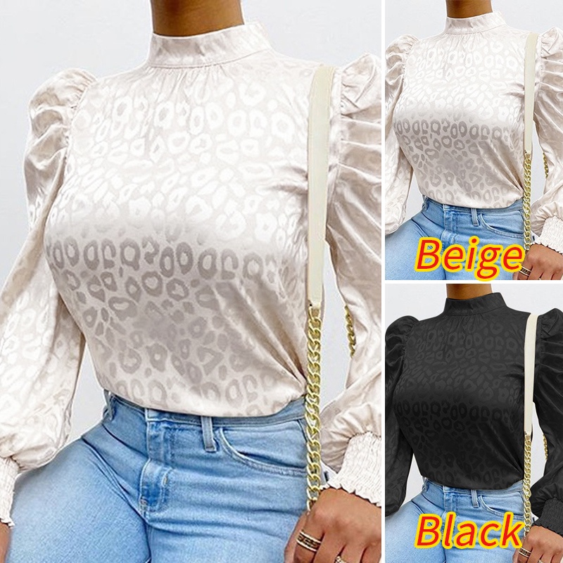 Áo kiểu Zanzea tay dài phồng cổ đứng phong cách Châu Âu cho nữ