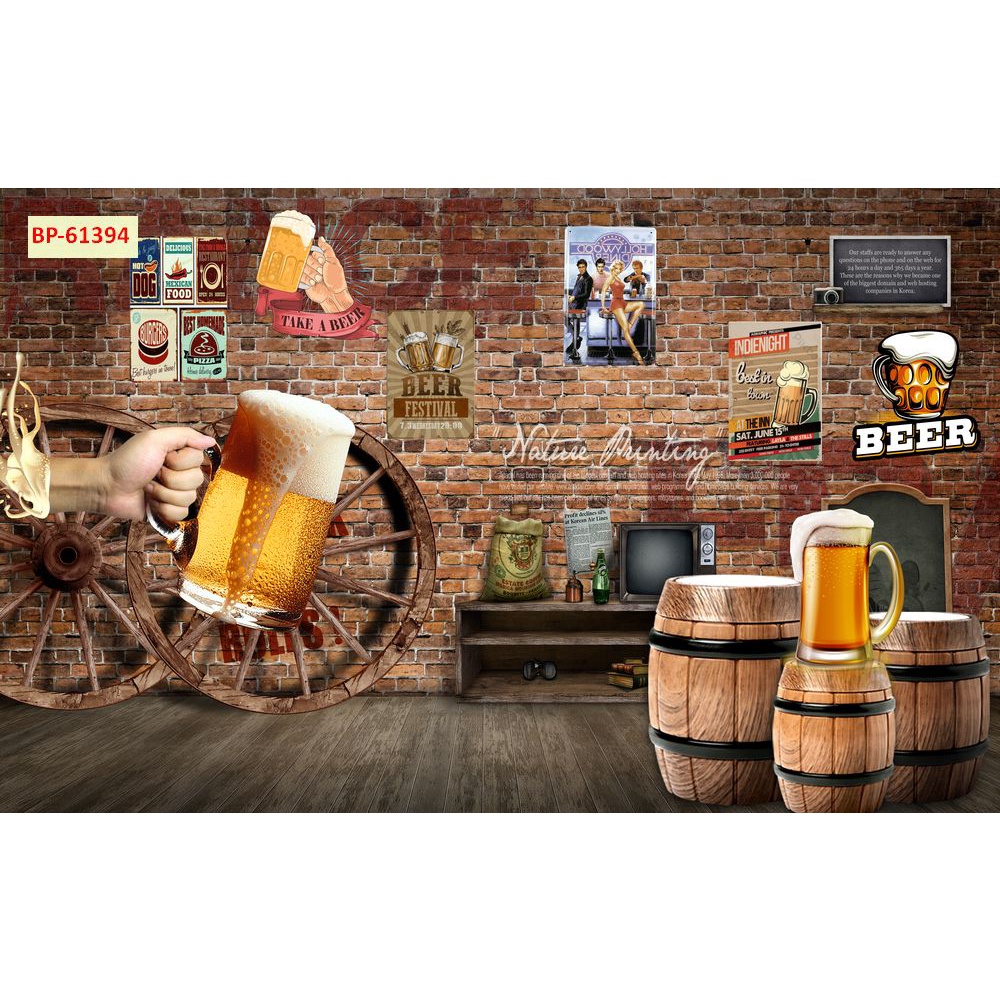 Tranh dán tường trang trí Nâng Cốc cùng chill hàng quán