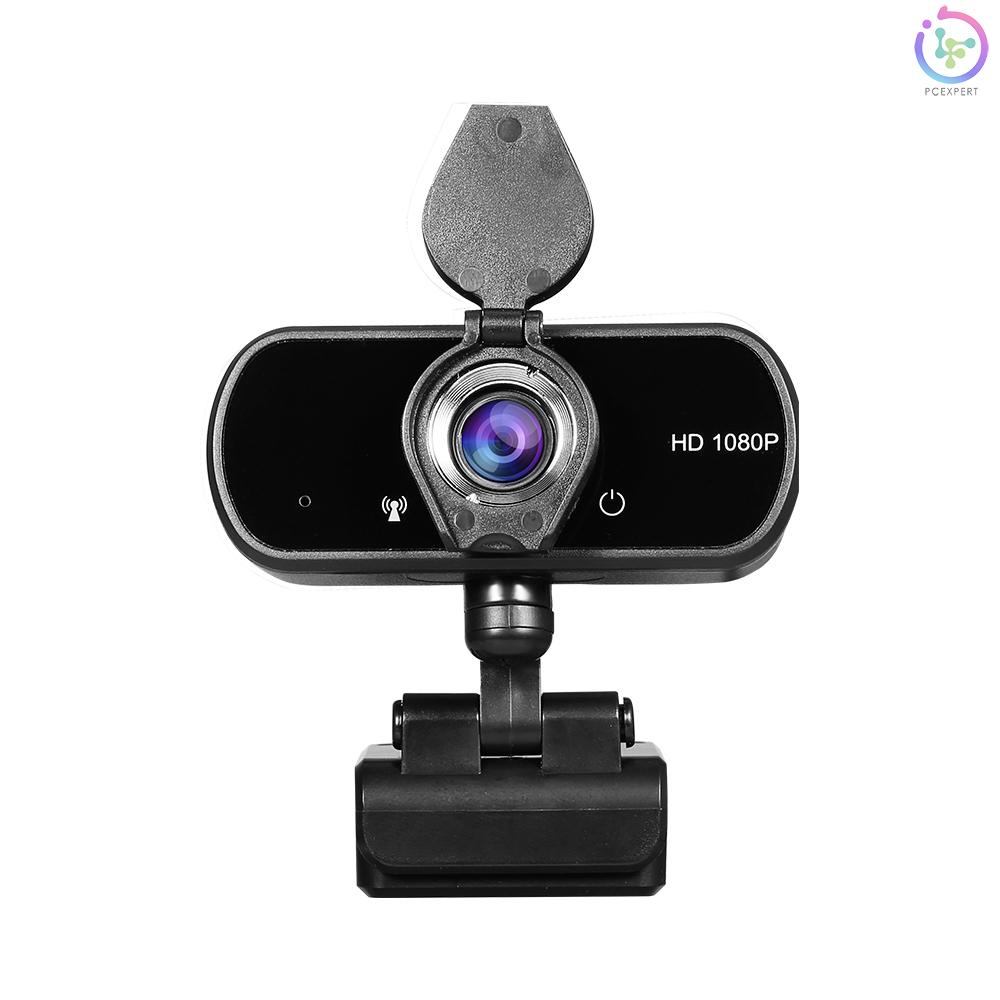 HD 1080P USB Webcam with Privacy Cover Manual Focus Video Conference Camera Built-in Microphone for Laptop Desktop Black