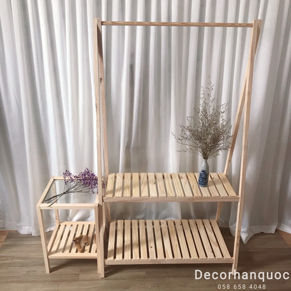 [HÀNG SẴN] Kệ treo quần áo decor homestay, khách sạn, phòng ngủ - Gỗ thông nhập khẩu | BigBuy360 - bigbuy360.vn