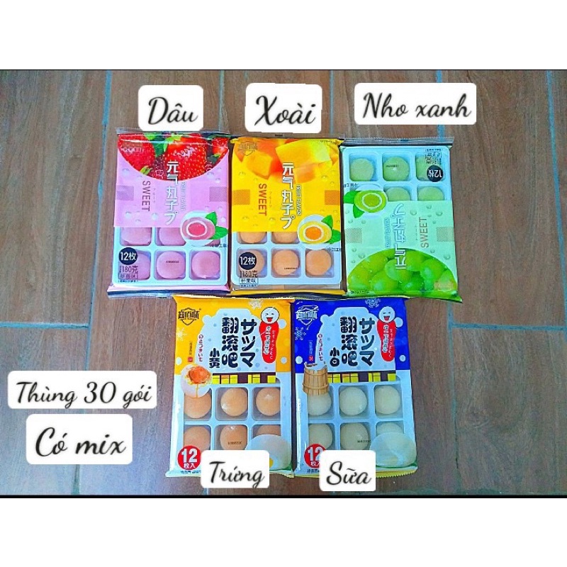Bánh Mochi khay kem lạnh vị hoa quả - Hộp 180g có 12 chiếc bánh thơm ngon