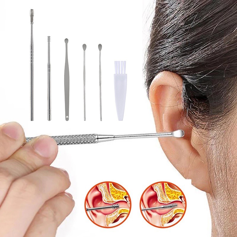 Bộ 6 Dụng Cụ Lấy Ráy Tai Có Đèn LED Tiện Dụng