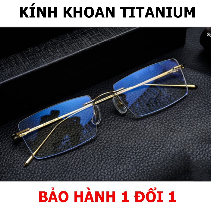 GỌNG kính khoan Nhật bản titan cao cấp cực sang trọng bảo hành 1 đổi 1 KT100UNIQUI gold( tặng hộp và khăn)