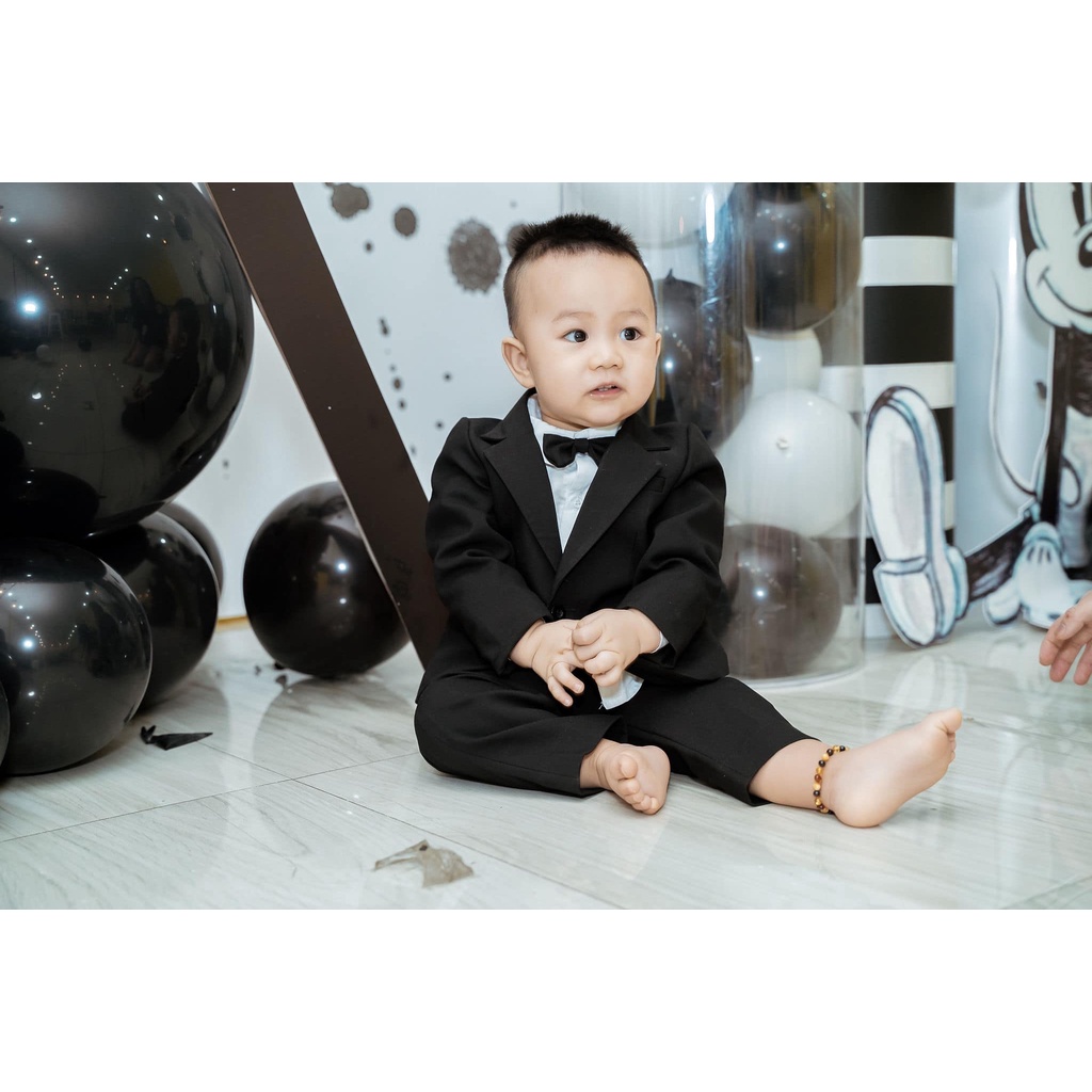 SET QUẦN ÁO VEST CÔNG TỬ NHÍ MÀU ĐEN