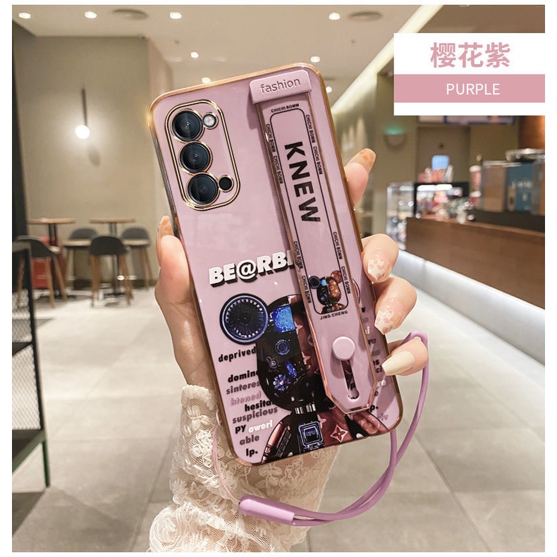 Ốp Điện Thoại Kèm Dây Móc Xỏ Ngón Hình Gấu Cho REALME C11 C20 C17 7i 5 5i 6I 5S C5 oppo RENO4 4G 6Z A74 4G A95