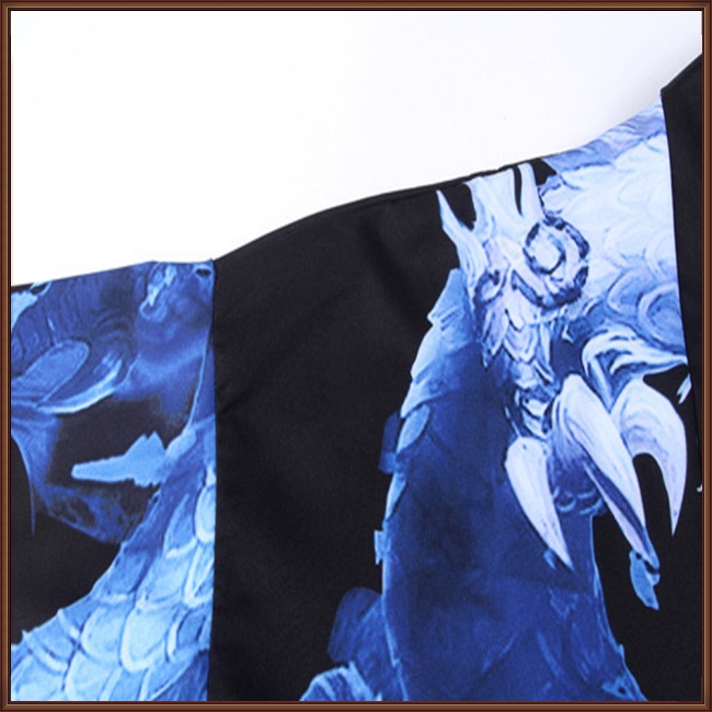 Áo Khoác Kimono Tay 3/4 Dáng Rộng In Hình Rồng Trung Hoa Dành Cho Nam Và Nữ