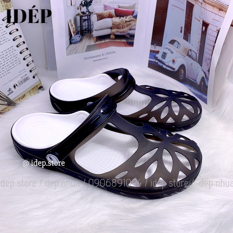 Dép sục nhựa lười đi mưa - Giày sandal chiến binh lưới hoa cao 4cm êm chân, siêu bền Maipy GL042