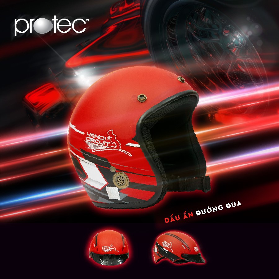 Mũ bảo hiểm 3/4 chuyên phượt Protec Star, không kính phiên bản F1 dấu ấn đường đua F1 Việt Nam 2021