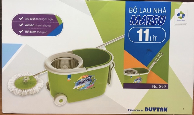 Bộ Lau Nhà 360 Matsu Duy Tân 11L Lồng Inox Có Bánh Xe