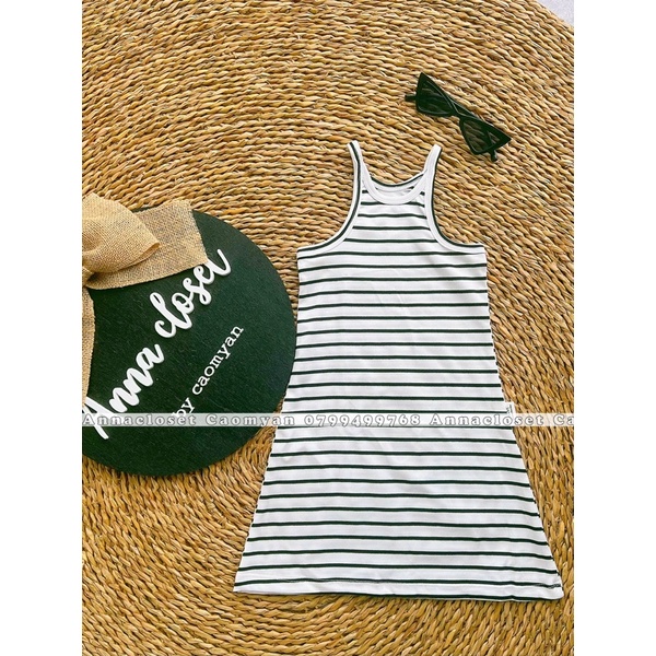 Đầm ba lỗ sọc dài cho bé gái