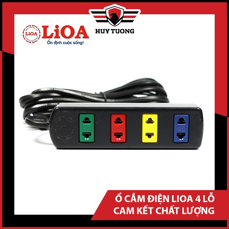 Ổ cắm điện đa năng lioa, Ổ cắm thông minh chấu 4 lỗ chính hãng Lioa cao cấp, dây dài 3m/5m 1000W - Huy Tưởng