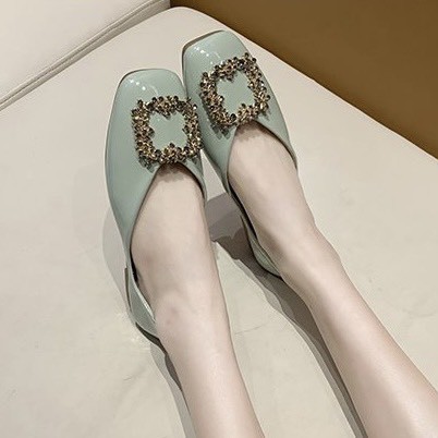 Giày⚡️ bệt⚡️nữ ⚡️giày búp bê mũi tròn da bóng mặt đá đế cao su dẻo hàng quảng châu | BigBuy360 - bigbuy360.vn