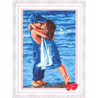 Tranh Thêu Chữ Thập (Thêu Toàn Bộ) Thời Thơ Ấu Trên Bãi Biển R232 (khách tự thêu) KT:46x57cm