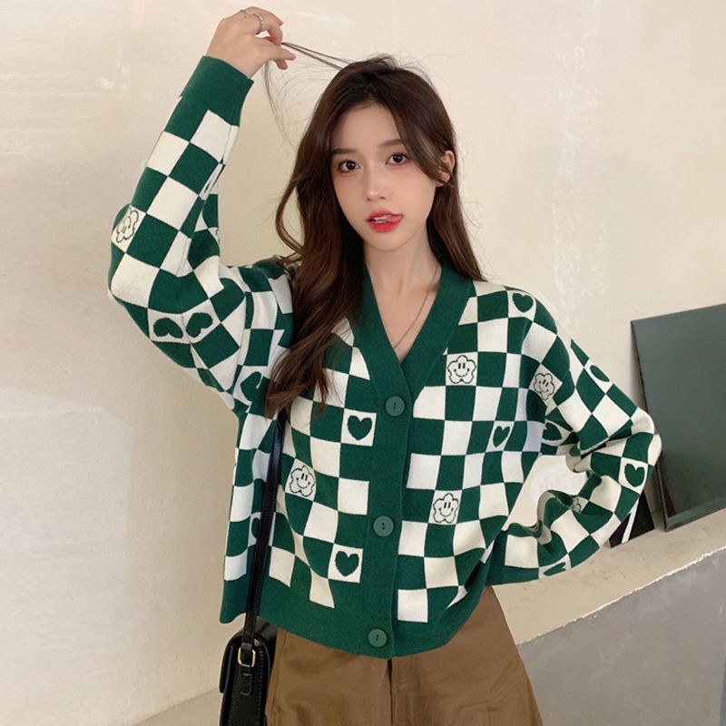 Áo Khoác Len Cardigan Dáng Rộng Ngắn Phong Cách Mới Mùa Thu Cho Nữ