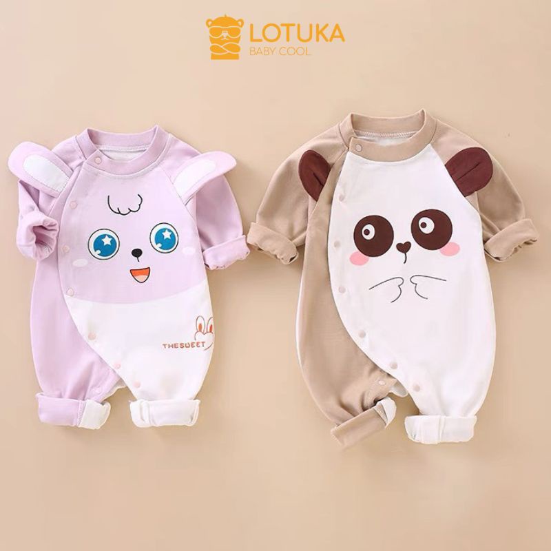 Bodysuit Cho Bé LOTUKA Cúc Chéo Tiện Lợi, Bộ Liền Thân Dài Tay Thu Đông size 3-12kg