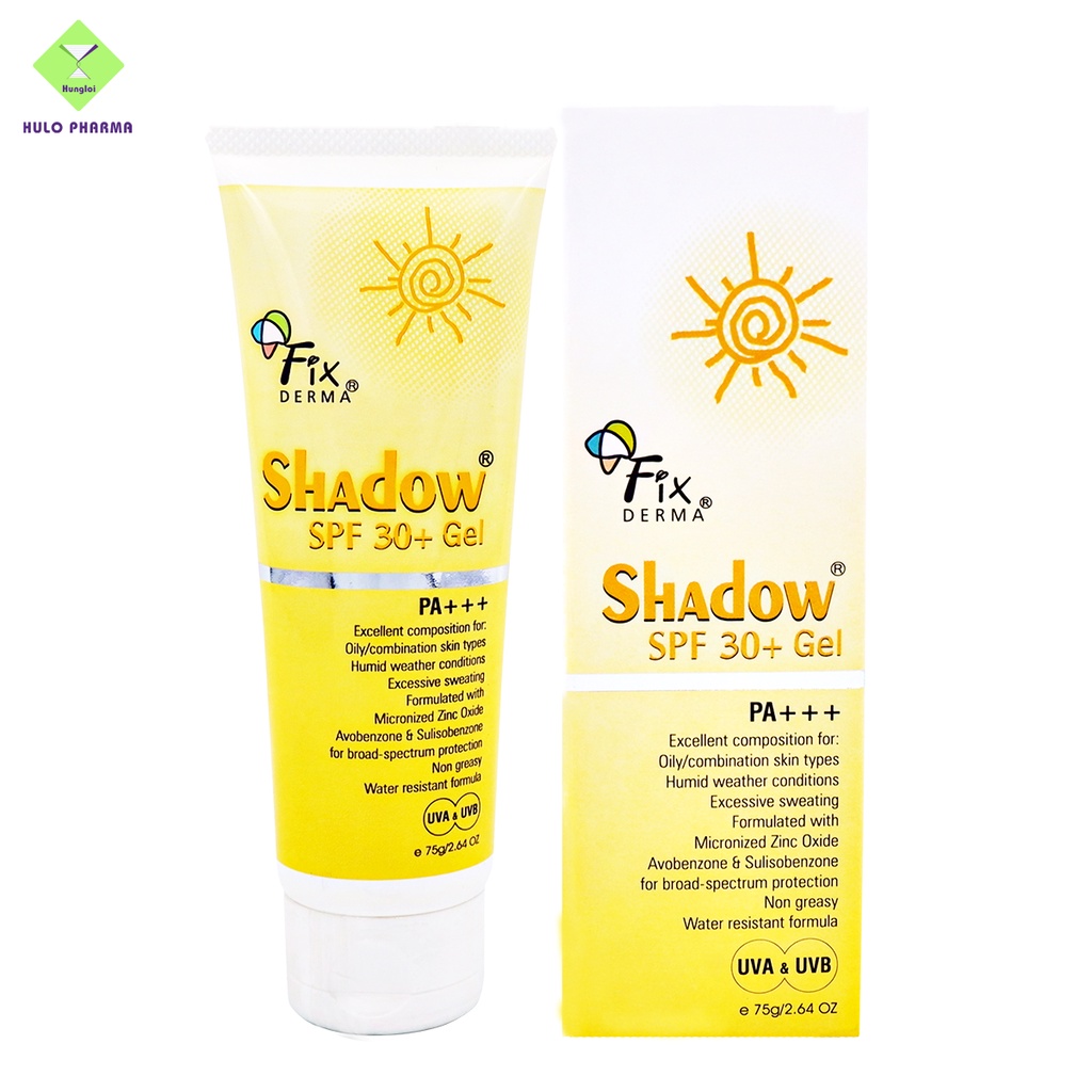Kem Chống Nắng Dành Cho Da Dầu Mụn FIXDERMA Shadow SPF 30+ Gel Bảo Vệ Da Trước Tia UVA, UVB, Mỏng Nhẹ 75g