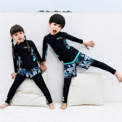 Bộ đồ bơi trẻ em phong cách Hàn Quốc Bộ đồ lặn chống nắng cho bé trai trẻ em giữ ấm nhanh tay dài