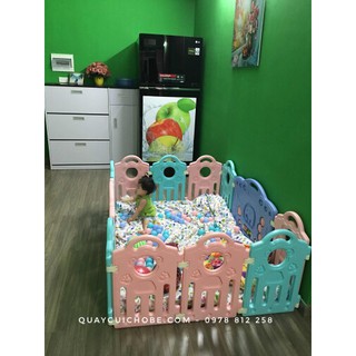 Quây cũi nhựa 12 tấm, Quà 350k gồm 50 bóng và 1 giỏ đựng đồ chơi