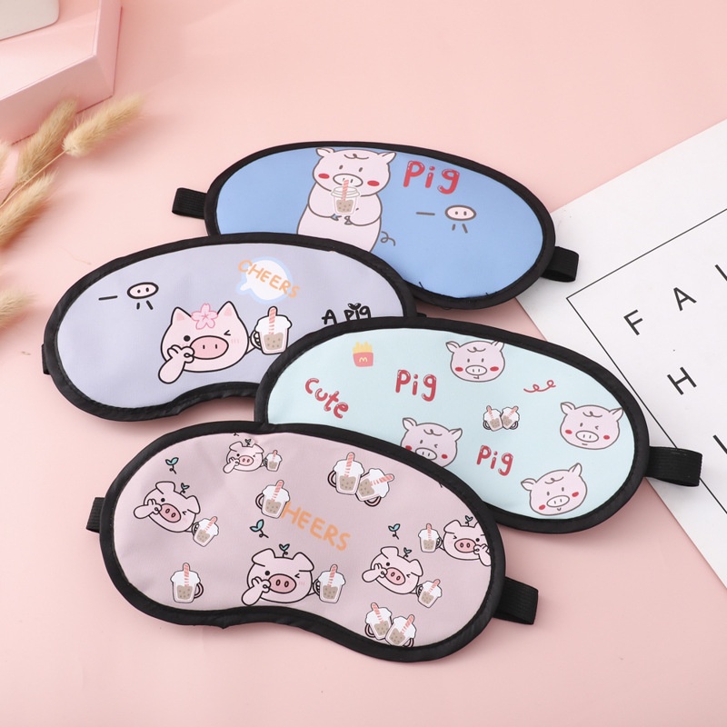 Bịt Mắt Ngủ Bằng Vải Hoại Tiết Hoạt Hình Dễ Thương Giúp Dễ Ngủ