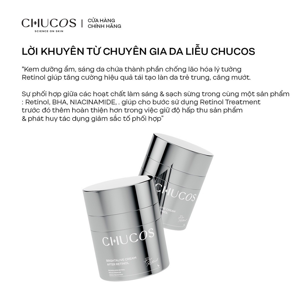 Kem Dưỡng Giảm Nếp Nhăn, Chống Lão Hoá Chucos Brightalive Cream - After Retinol 50g