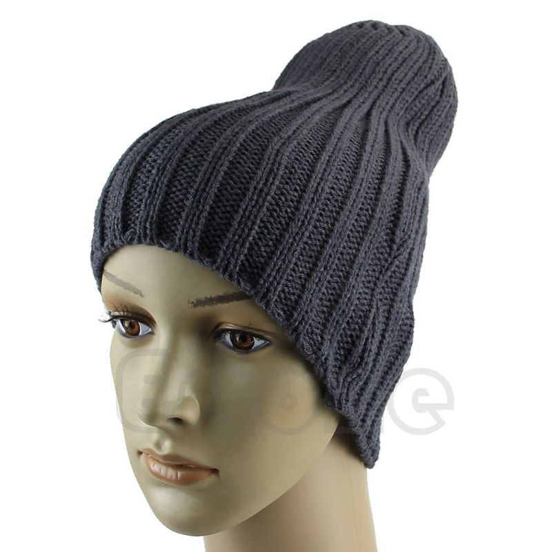 Mũ Beanie Dệt Kim Oversize Có Thể Đảo Ngược Giữ Ấm Mùa Đông Cho Nam Nữ