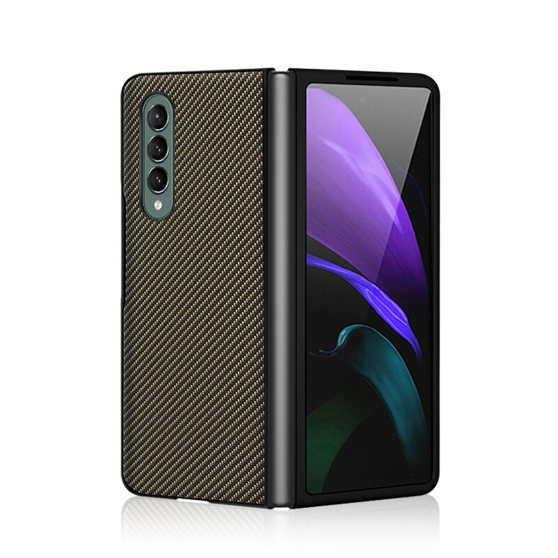 Ốp Điện Thoại Da Sợi Carbon Cứng Bảo Vệ Toàn Diện Cho Samsung Galaxy Z Fold 3 Galaxy Z Fold 2 5g Chống Sốc