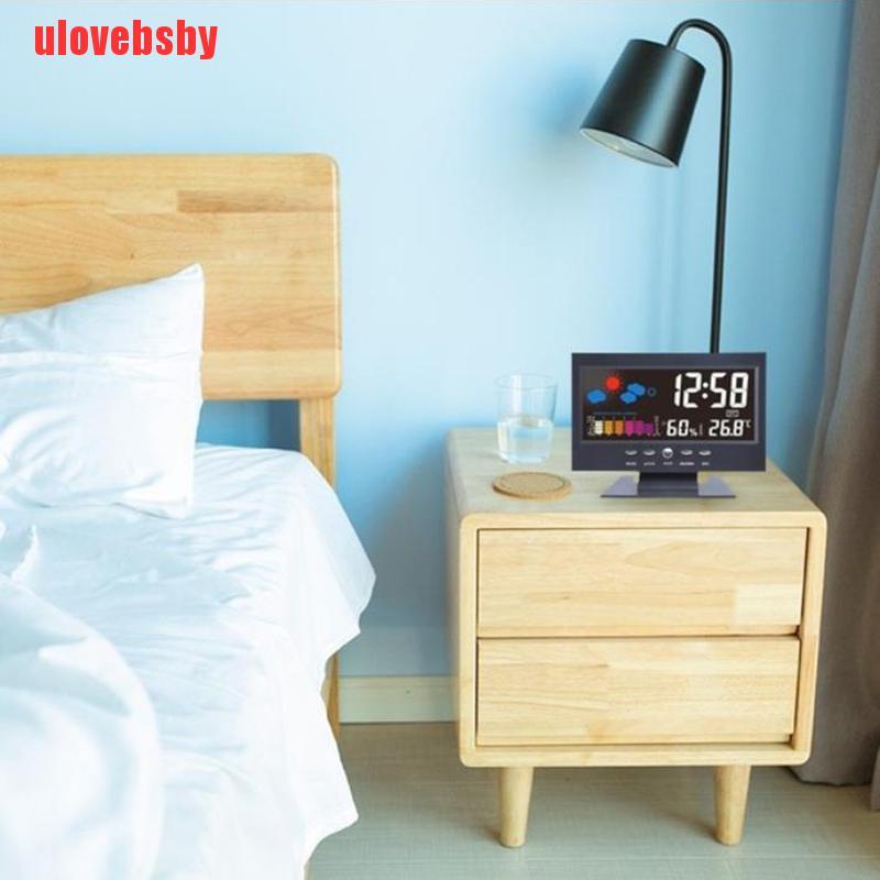 Đồng hồ báo thức kỹ thuật số màn hình màu LCD hiển thị thời tiết dự báo thời tiết cao cấp