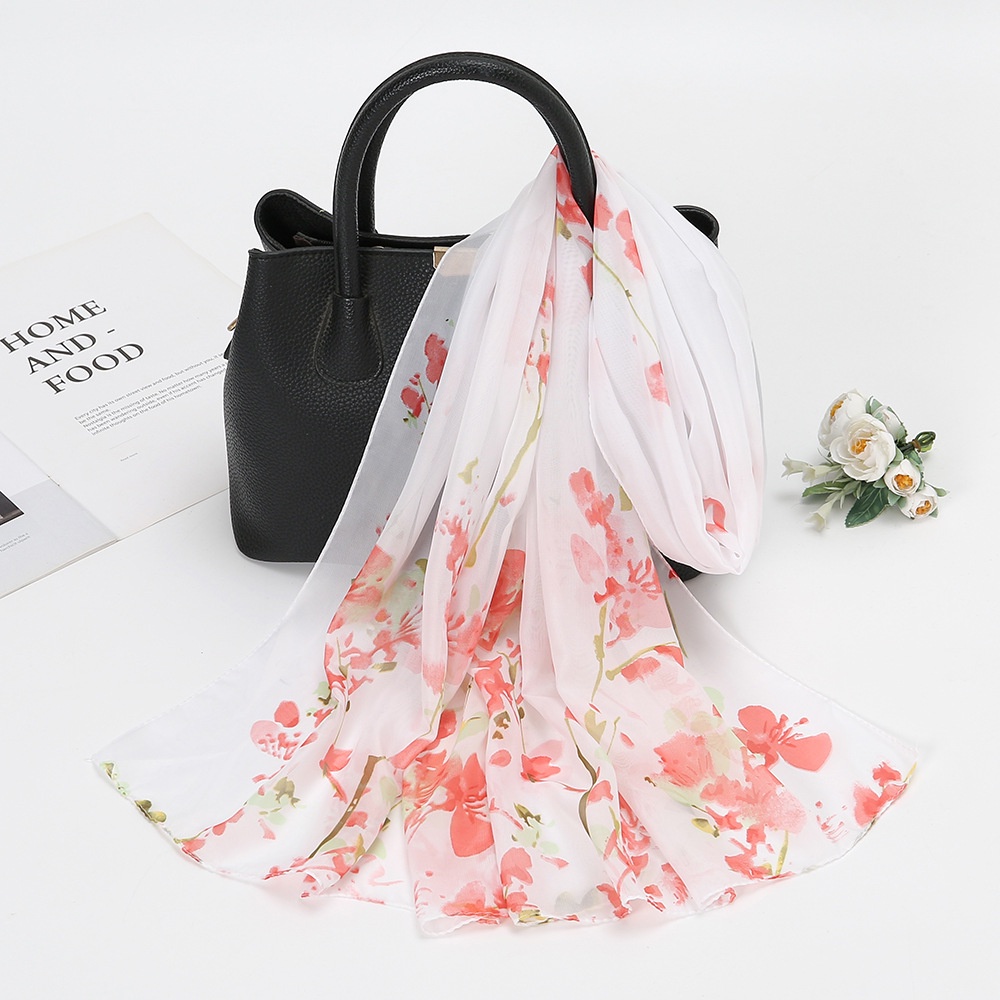 Khăn Choàng Lụa chiffon Màu Nhuộm Đính Ngọc Trai Thời Trang Cho Nữ
