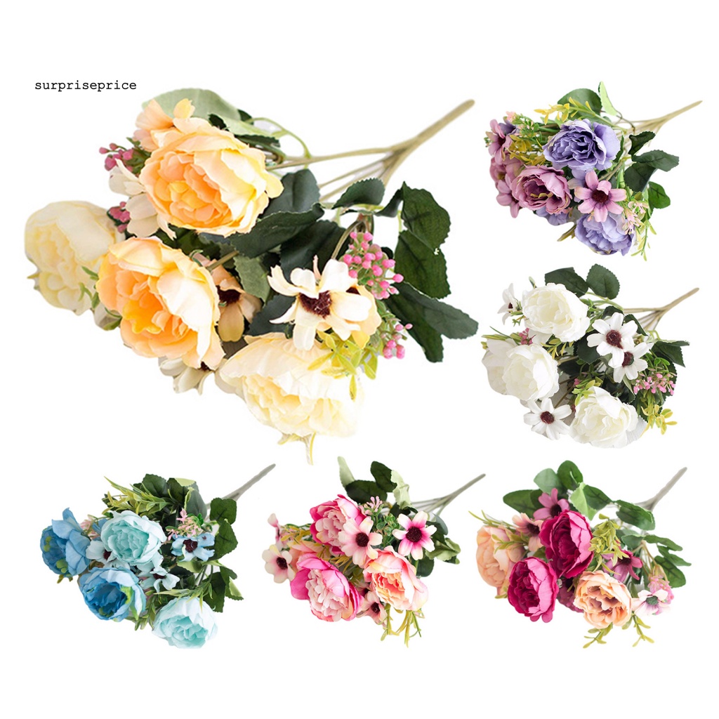 Hoa Mẫu Đơn Giả Bằng Lụa Dùng Trang Trí Phòng Khách/Tiệc Cưới