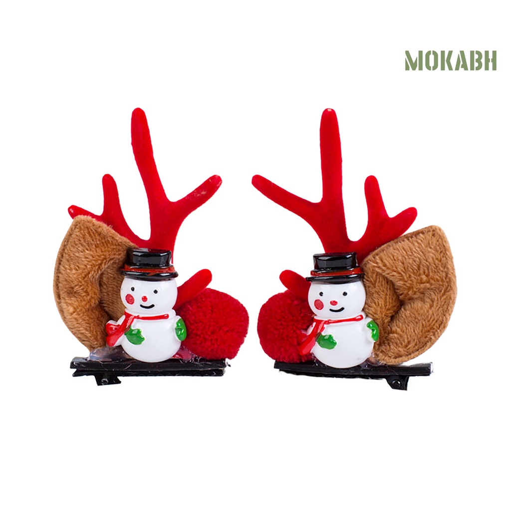 1 Cặp Kẹp Tóc Trang Trí Tai Tuần Lộc Giáng Sinh Dễ Thương Chống Trượt