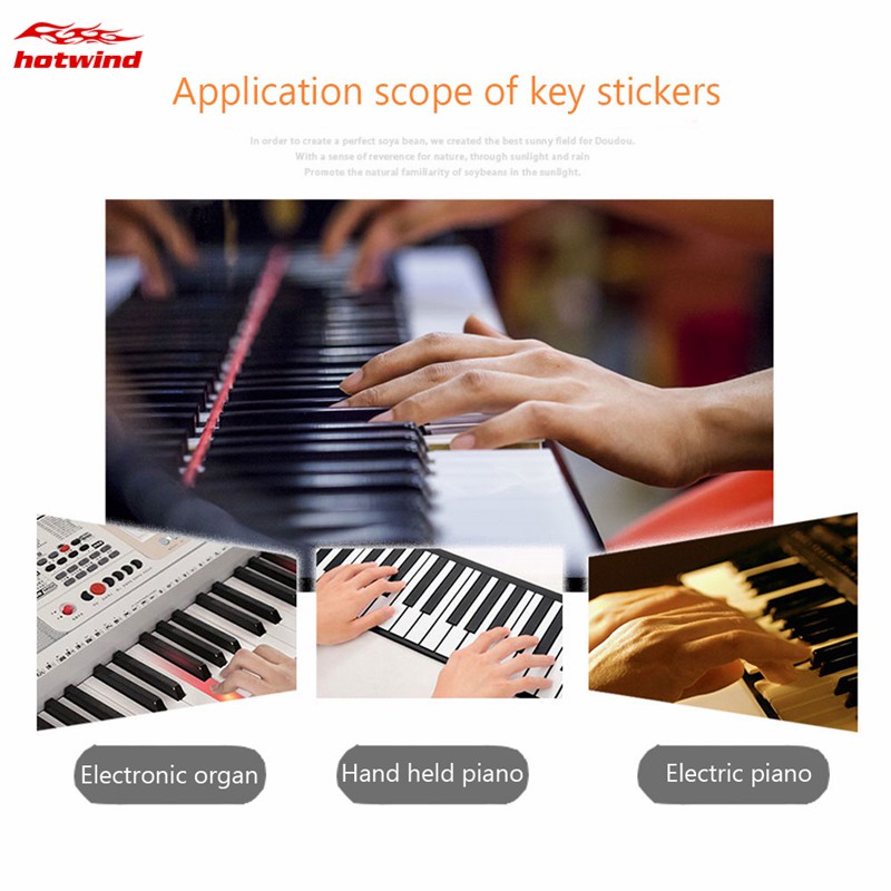 Miếng dán phím đàn piano đầy đủ nốt nhạc nhiều màu sắc dễ thương