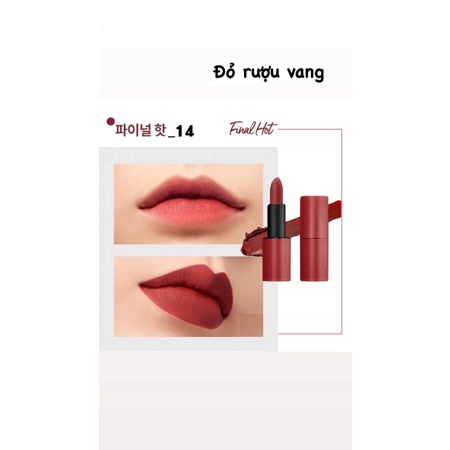 Son Thỏi Hàn Quốc Siêu Lì, Lên Màu Chuẩn, 2 Màu Quyến Rũ Missha Dare Rouge Velvet Lipstick 3.5g