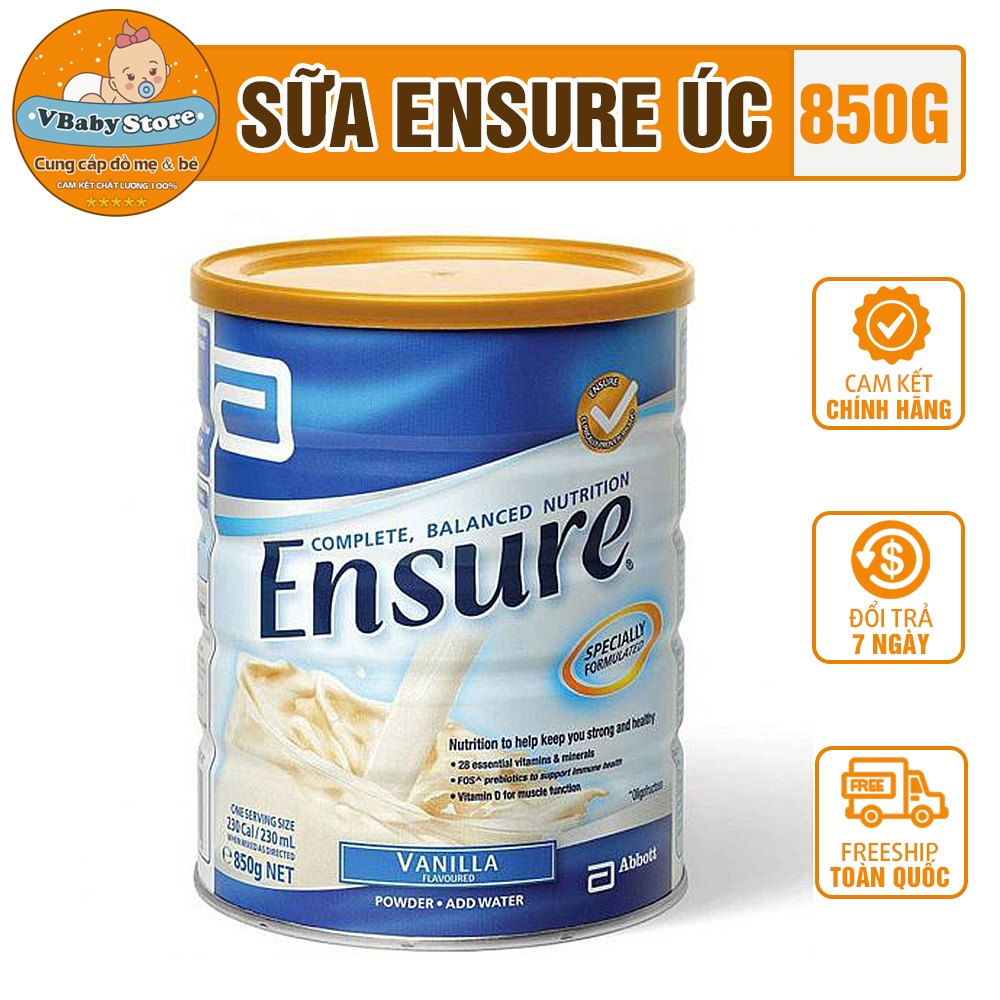 Sữa bột Ensure Úc hương vani 850g