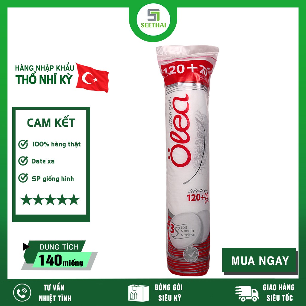[HÀNG CHÍNH HÃNG] Bông Tẩy Trang Olea 140 Miếng