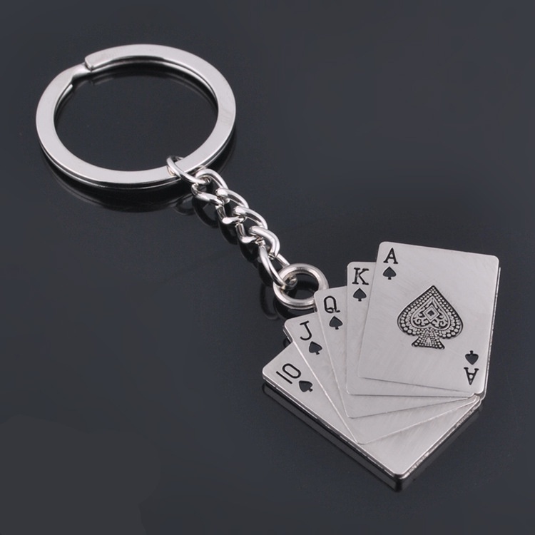 Mới Móc Khóa Kim Loại Cao Cấp Hình Bài poker Độc Đáo