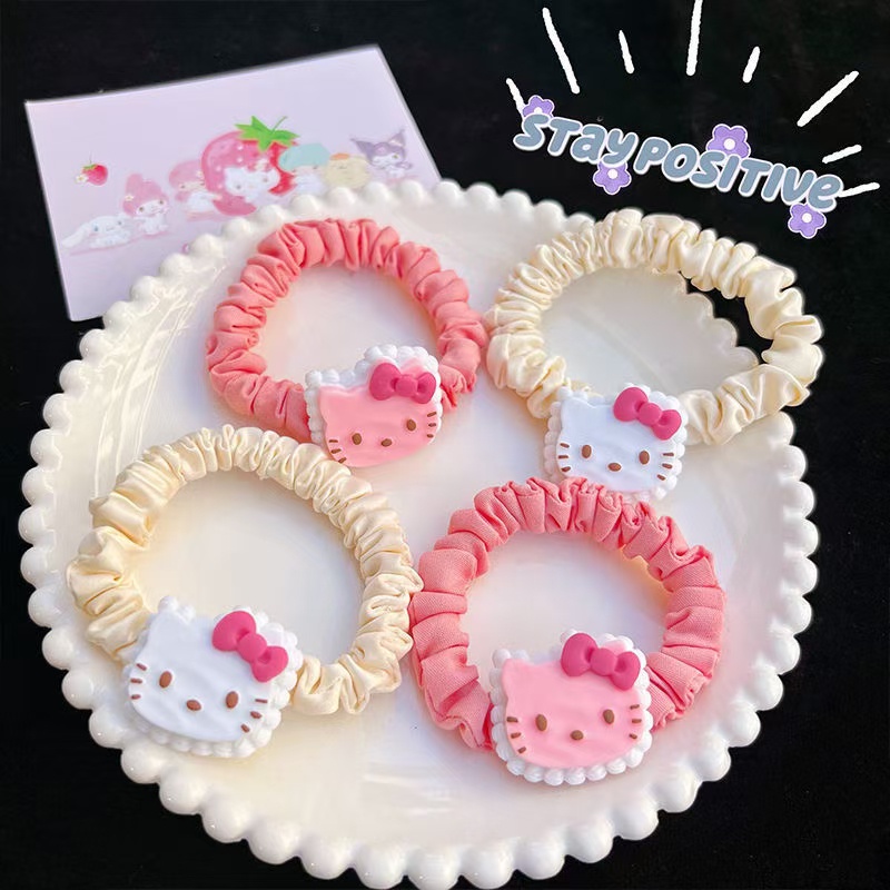 Dây Buộc Tóc Cao Su Co Giãn Hình Điện Thoại Hello Kitty Phong Cách Nhật Bản